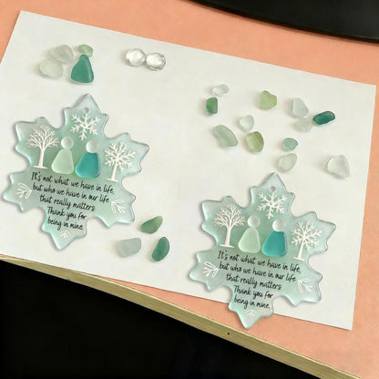 🌊❄️Snowflake-Shaped Sea Glass Friendship Decor❄✨ Shaped by Nature & Crafted by Hand!