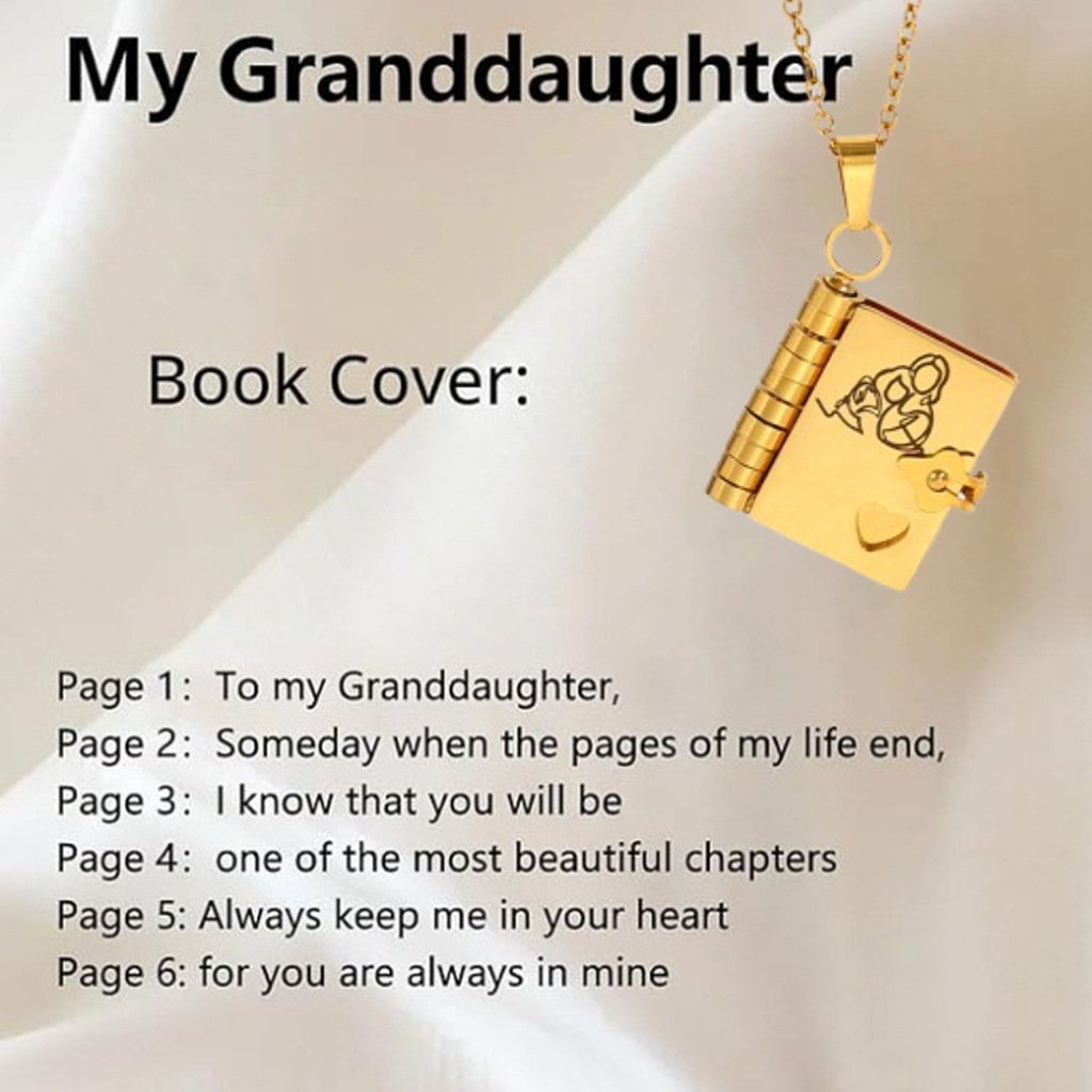 For Granddaughter – “The Most Beautiful Chapter” Book Pendant Necklace ✨