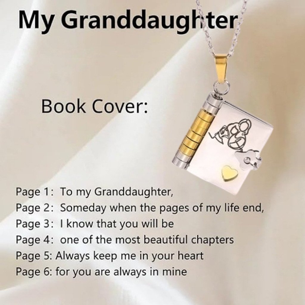 For Granddaughter – “The Most Beautiful Chapter” Book Pendant Necklace ✨
