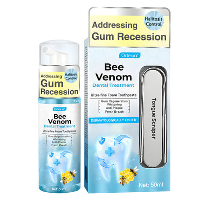 ODEIUN™ MicroSmile Bee Venom Ultra-Fine Foam Toothpaste + Tongue Scraper