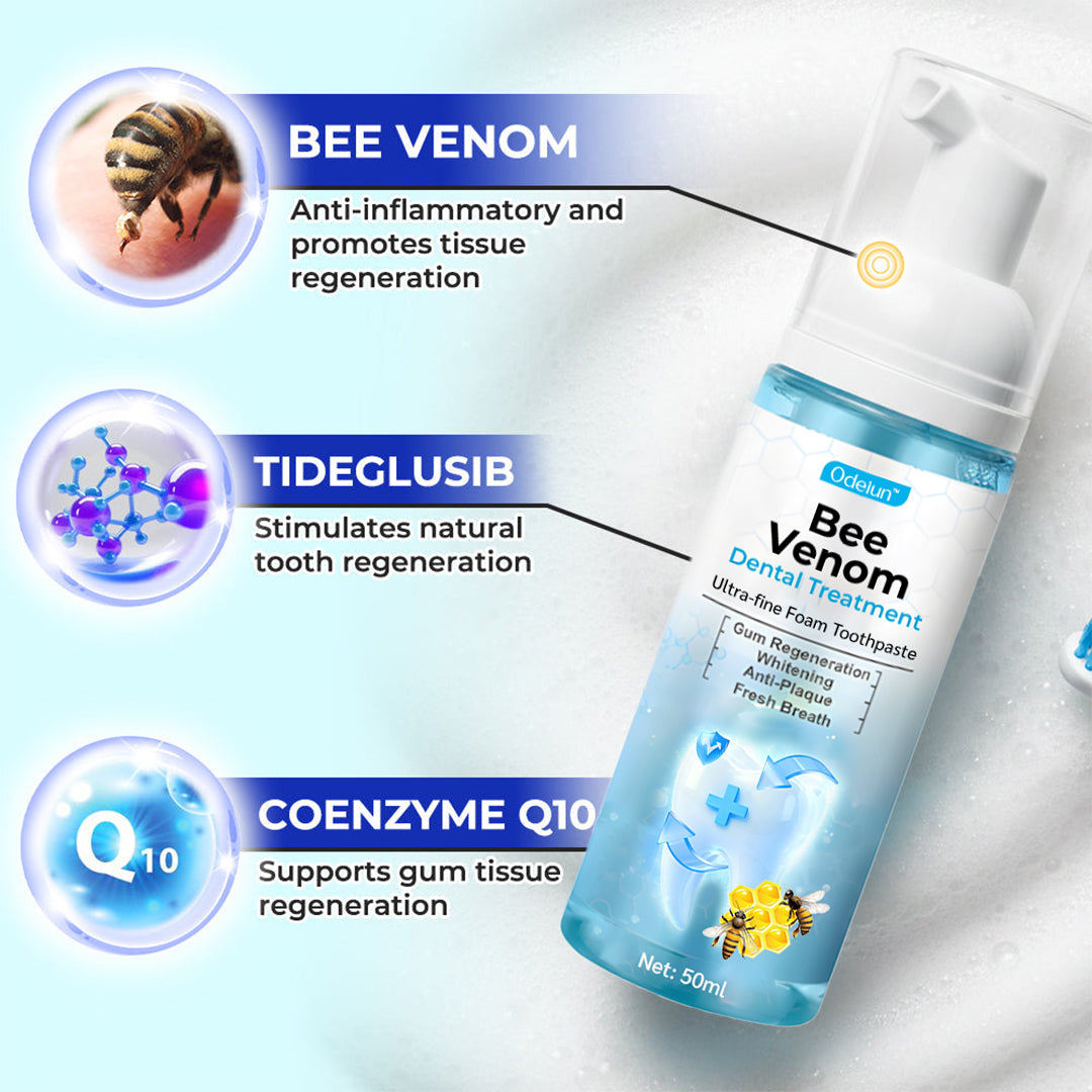 ODEIUN™ MicroSmile Bee Venom Ultra-Fine Foam Toothpaste + Tongue Scraper