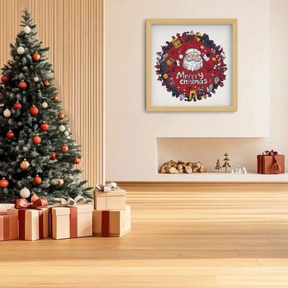 Merry Christmas Wreath Shaped Wooden Puzzle