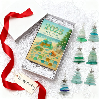 🌊🎄Sea Glass Christmas Tree Advent Calendar-2D Acrylic Christmas Tree Countdown Calendar