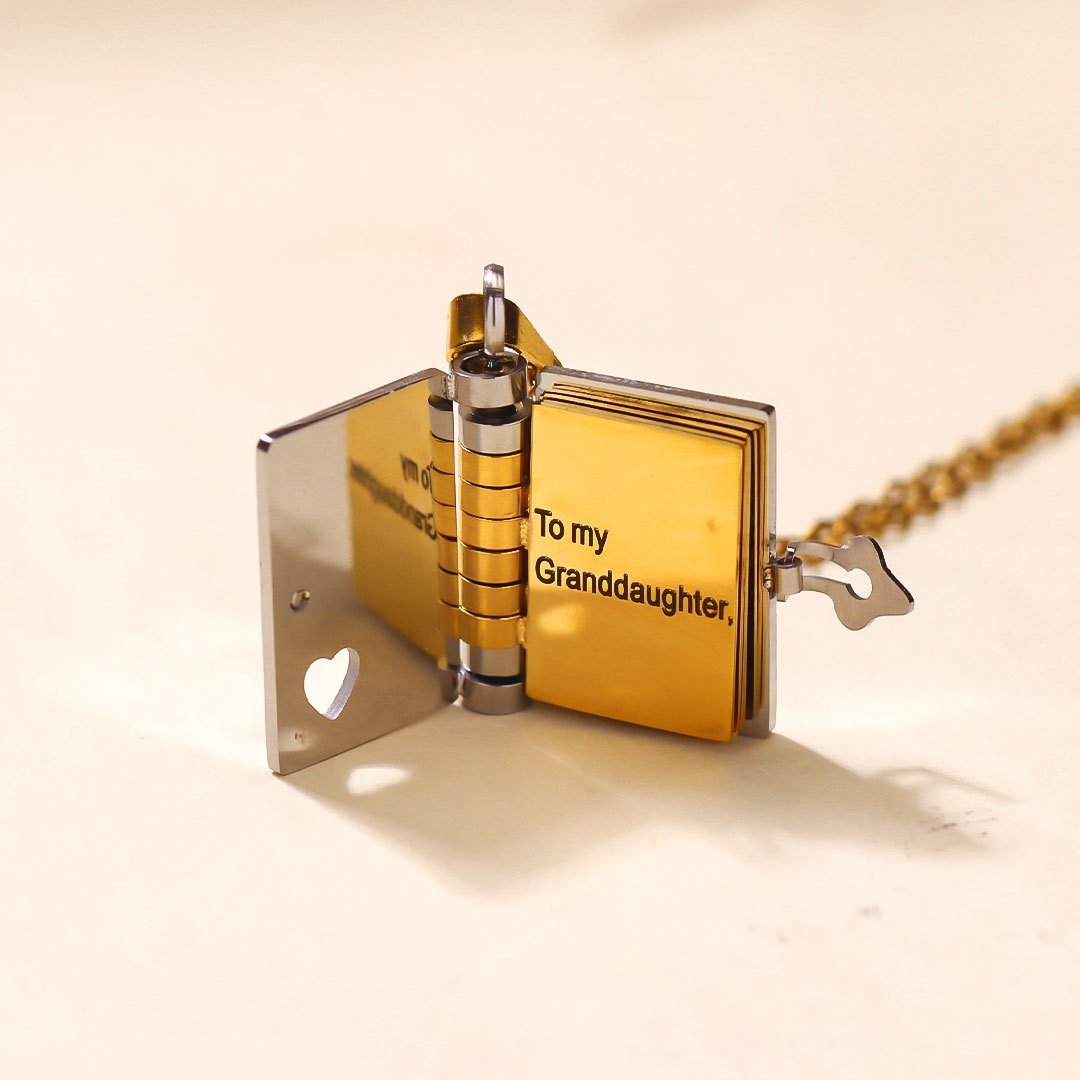 For Granddaughter – “The Most Beautiful Chapter” Book Pendant Necklace ✨