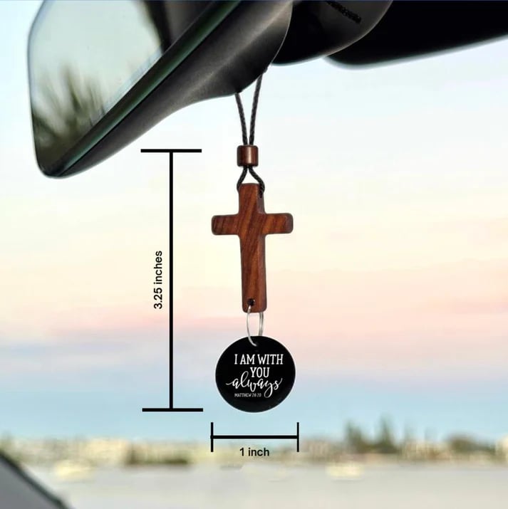 ✝️Bible Verse Car Rearview Hanging Cross Ornament -  Tap for a Bible Verse Every Day